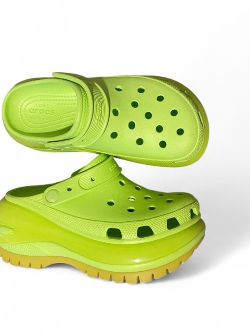 CROCS Platform Clog in Neon Green